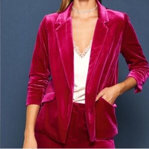 Skies Are Blue Ruched Velvet Blazer